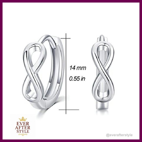 Sterling Silver Infinity Hoop Earrings Elegant Minimal Chic Huggie Hoops - Picture 6 of 7